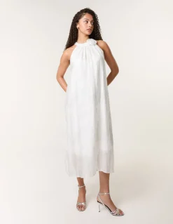 Luxe Rose Detail Halter Neck Dress
