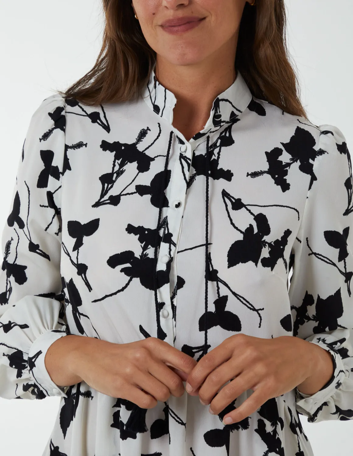 Mandarin Collar High Low Mini Dress