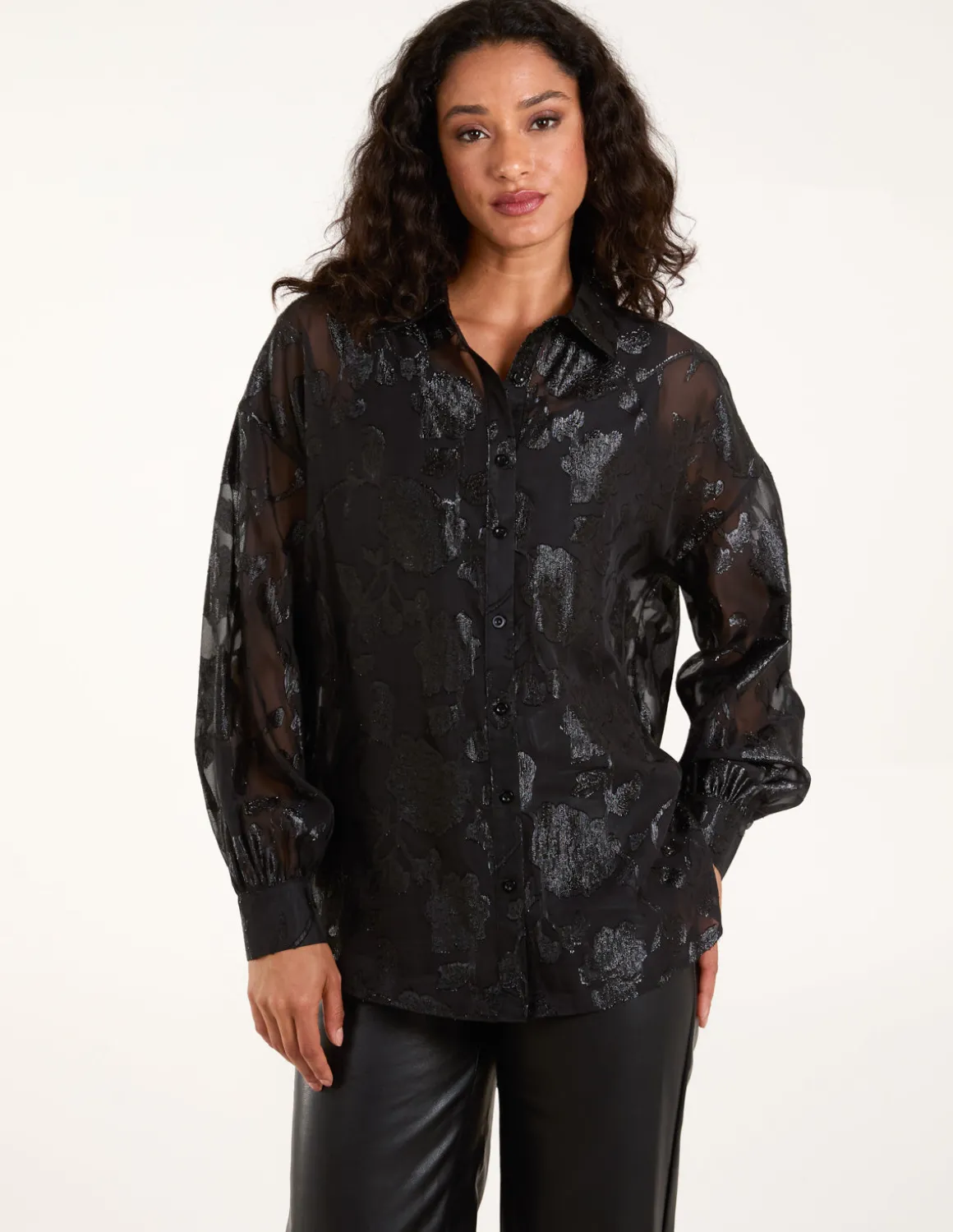 Mesh Metallic Detailed Shirt