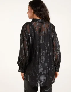 Mesh Metallic Detailed Shirt