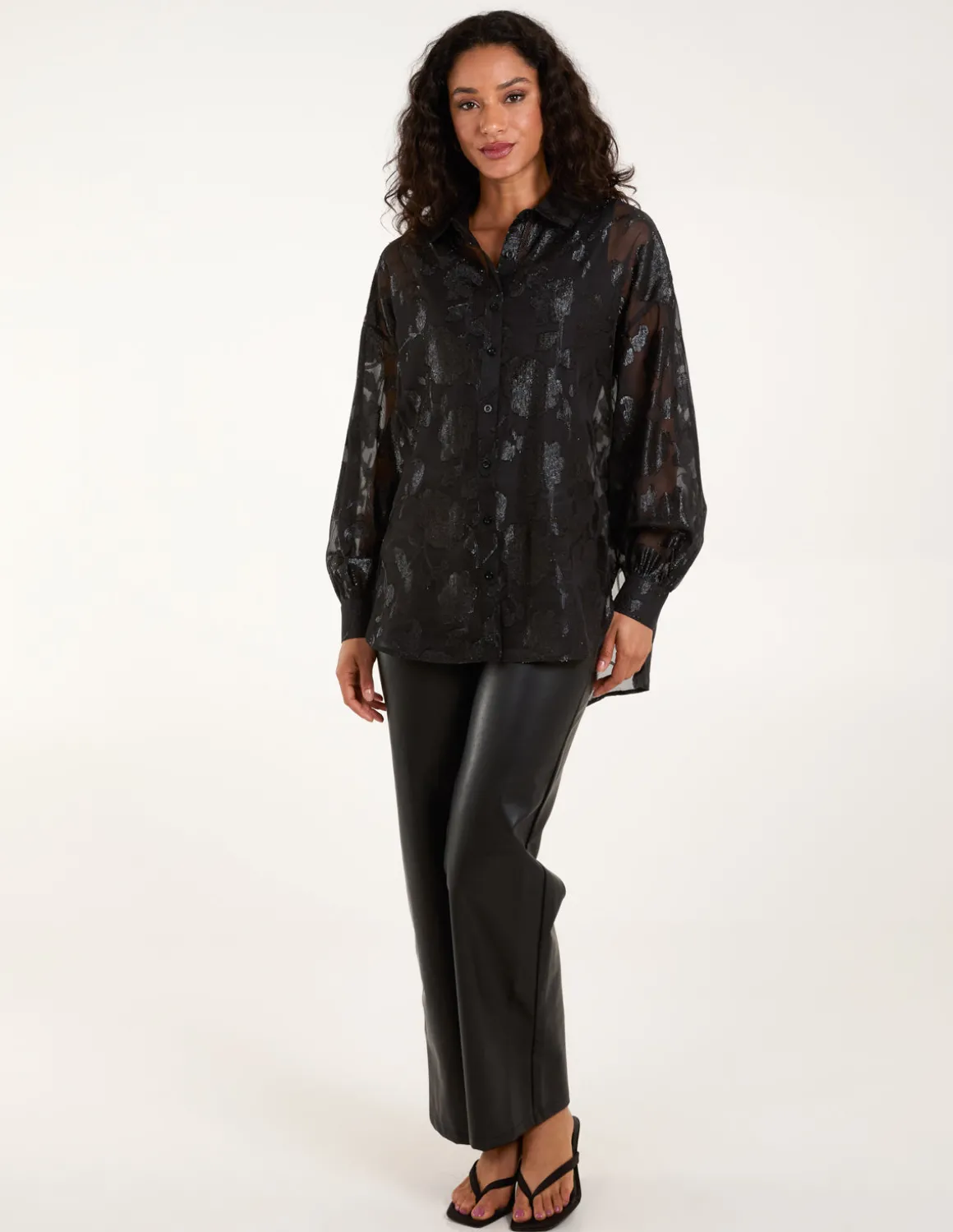 Mesh Metallic Detailed Shirt