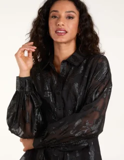 Mesh Metallic Detailed Shirt