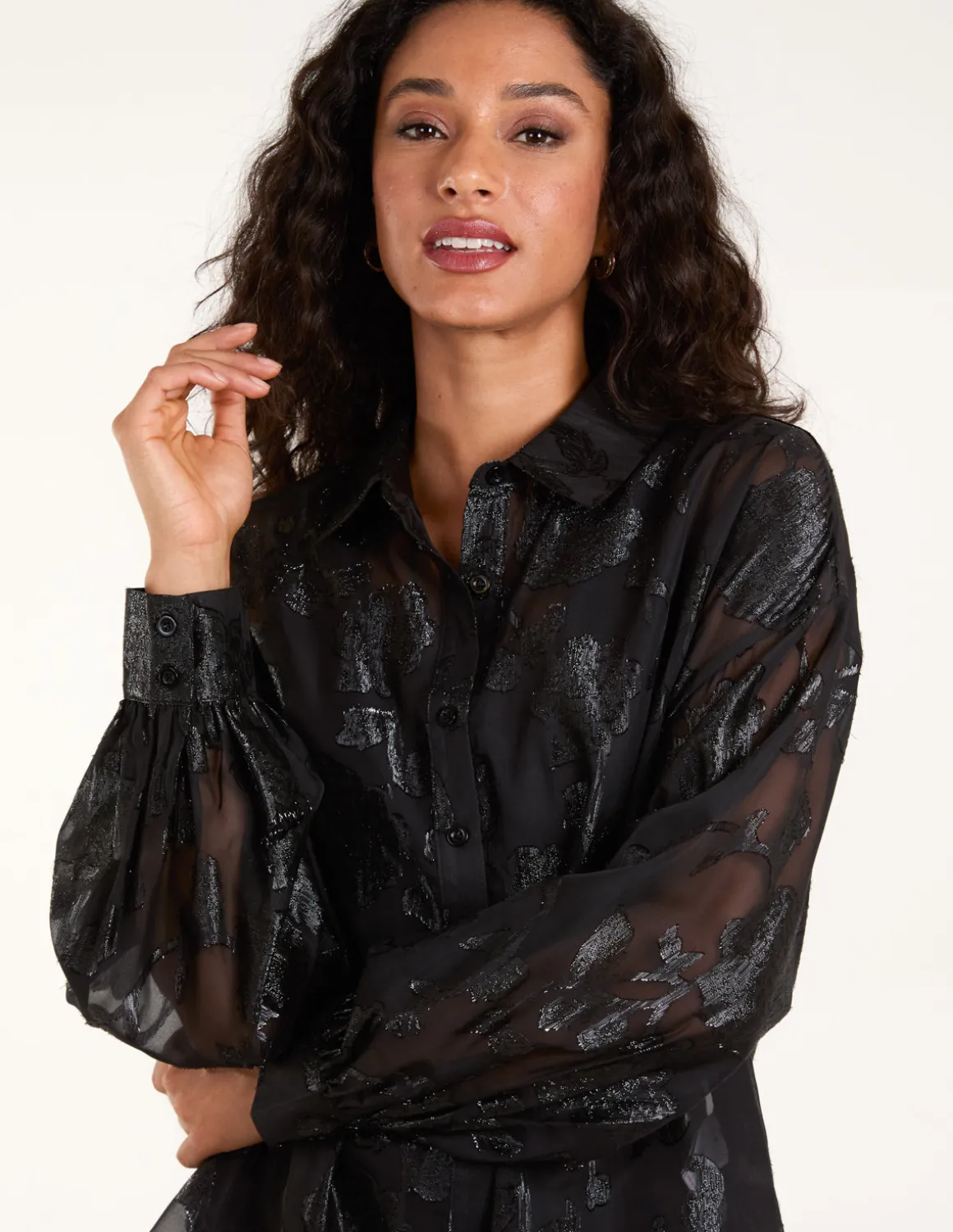 Mesh Metallic Detailed Shirt