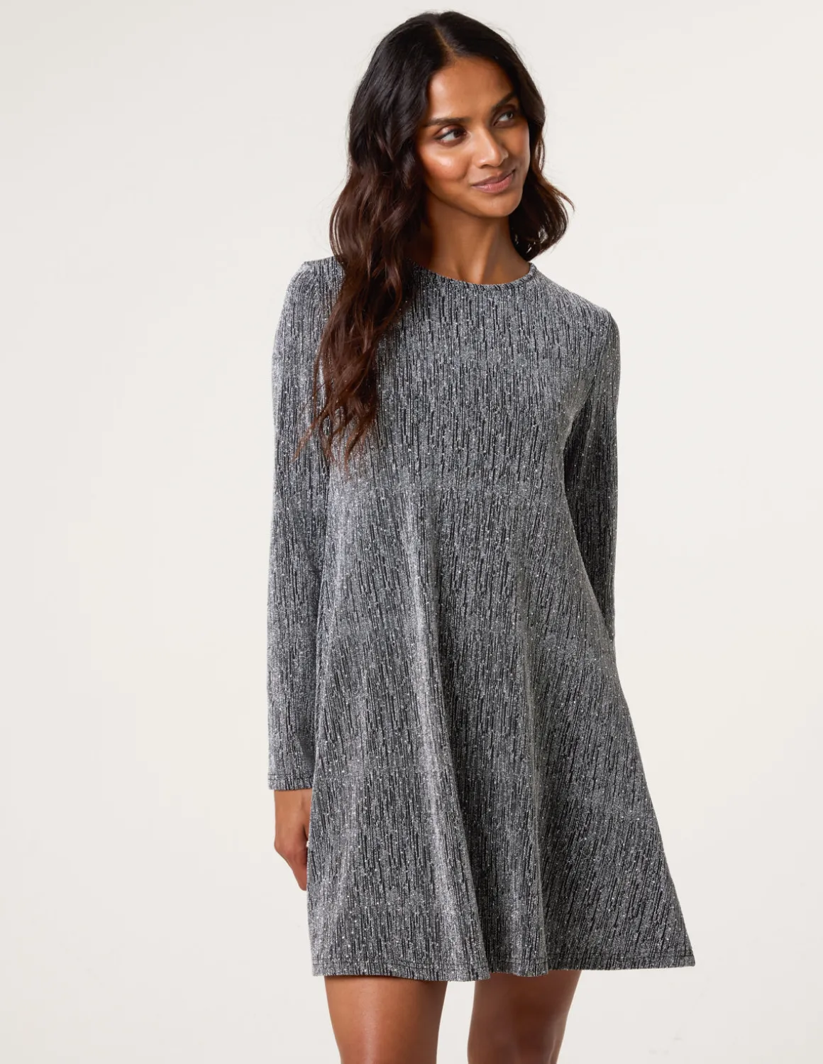 Metallic Diamante Swing Dress