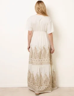 Metallic Embroidered Maxi Dress