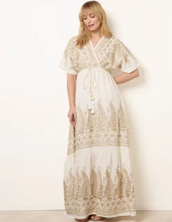 Metallic Embroidered Maxi Dress