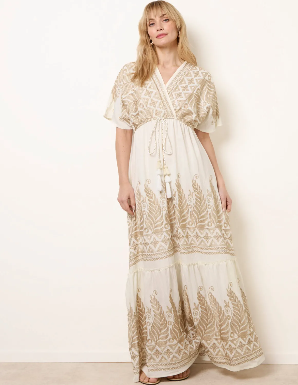 Metallic Embroidered Maxi Dress