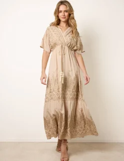 Metallic Embroidered Maxi Dress