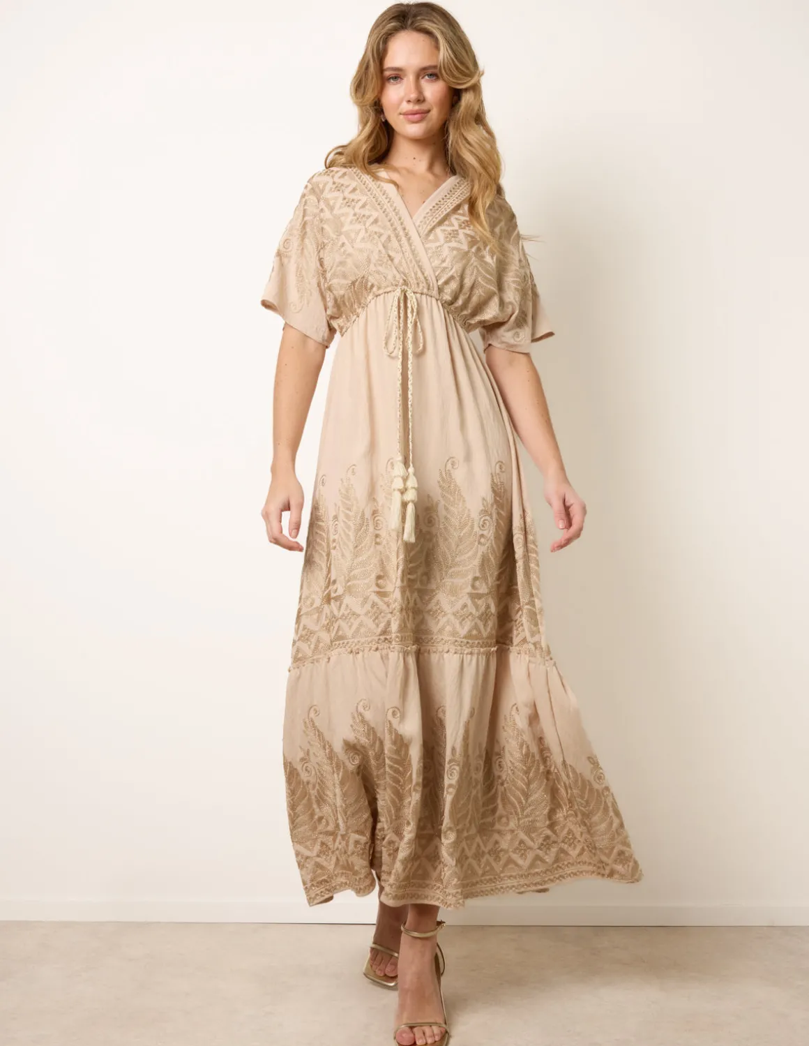 Metallic Embroidered Maxi Dress