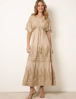 Metallic Embroidered Maxi Dress