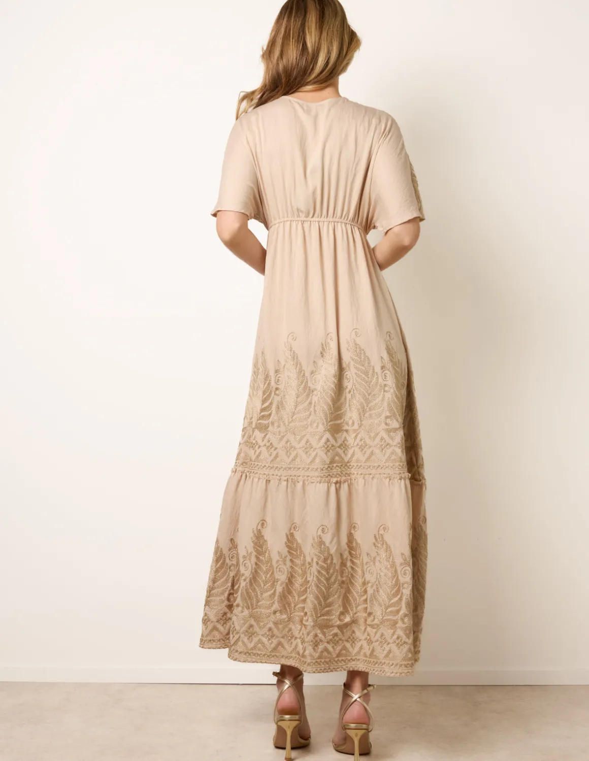 Metallic Embroidered Maxi Dress