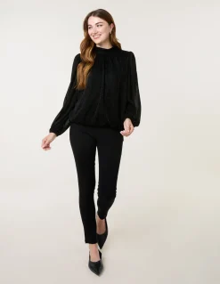 Metallic High Neck Puff Ball Top