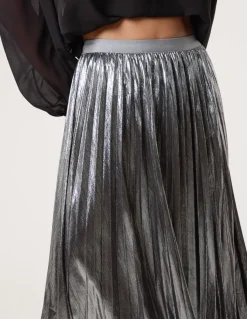 Metallic Pleated Tulle Skirt