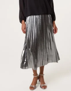 Metallic Pleated Tulle Skirt