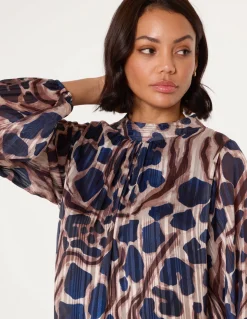 Metallic Stripe Puffball Blouse