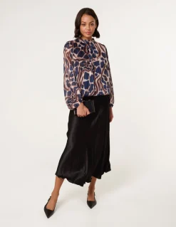 Metallic Stripe Puffball Blouse