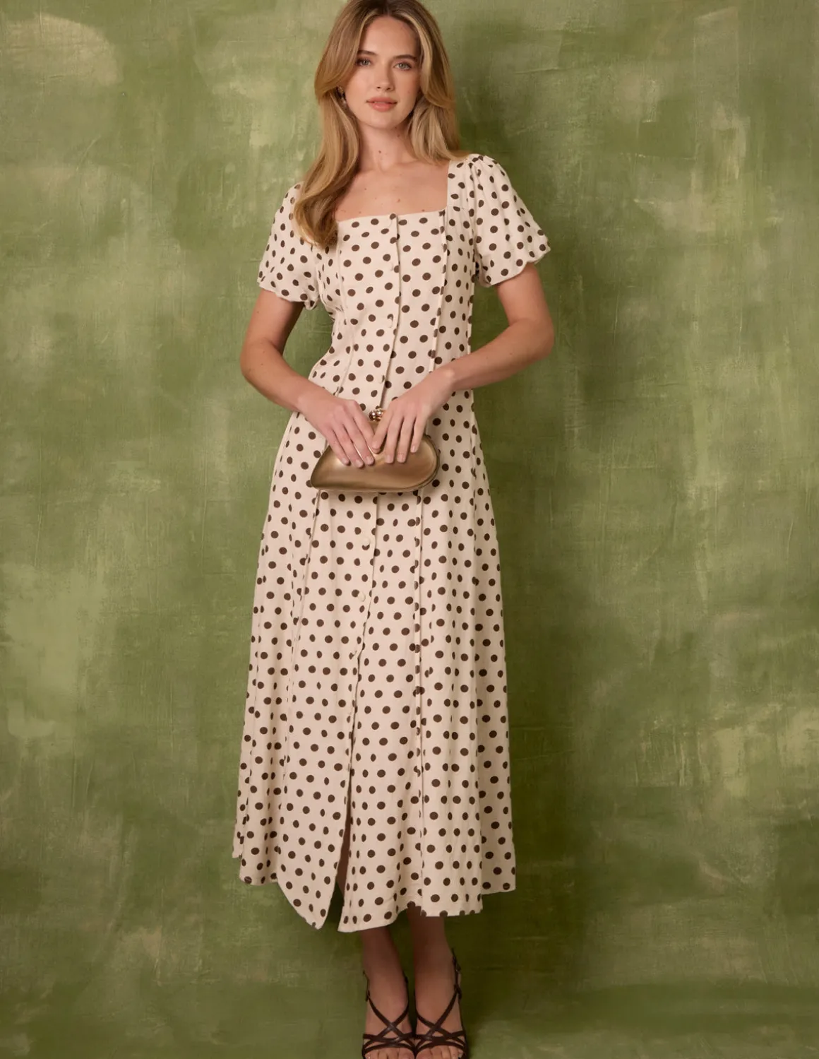 Milkmaid Polka Dot Puff Sleeve Dress