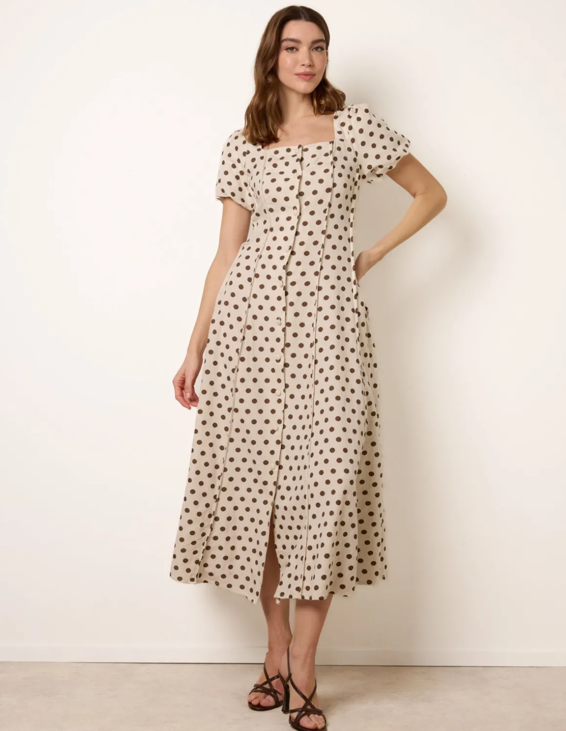 Milkmaid Polka Dot Puff Sleeve Dress