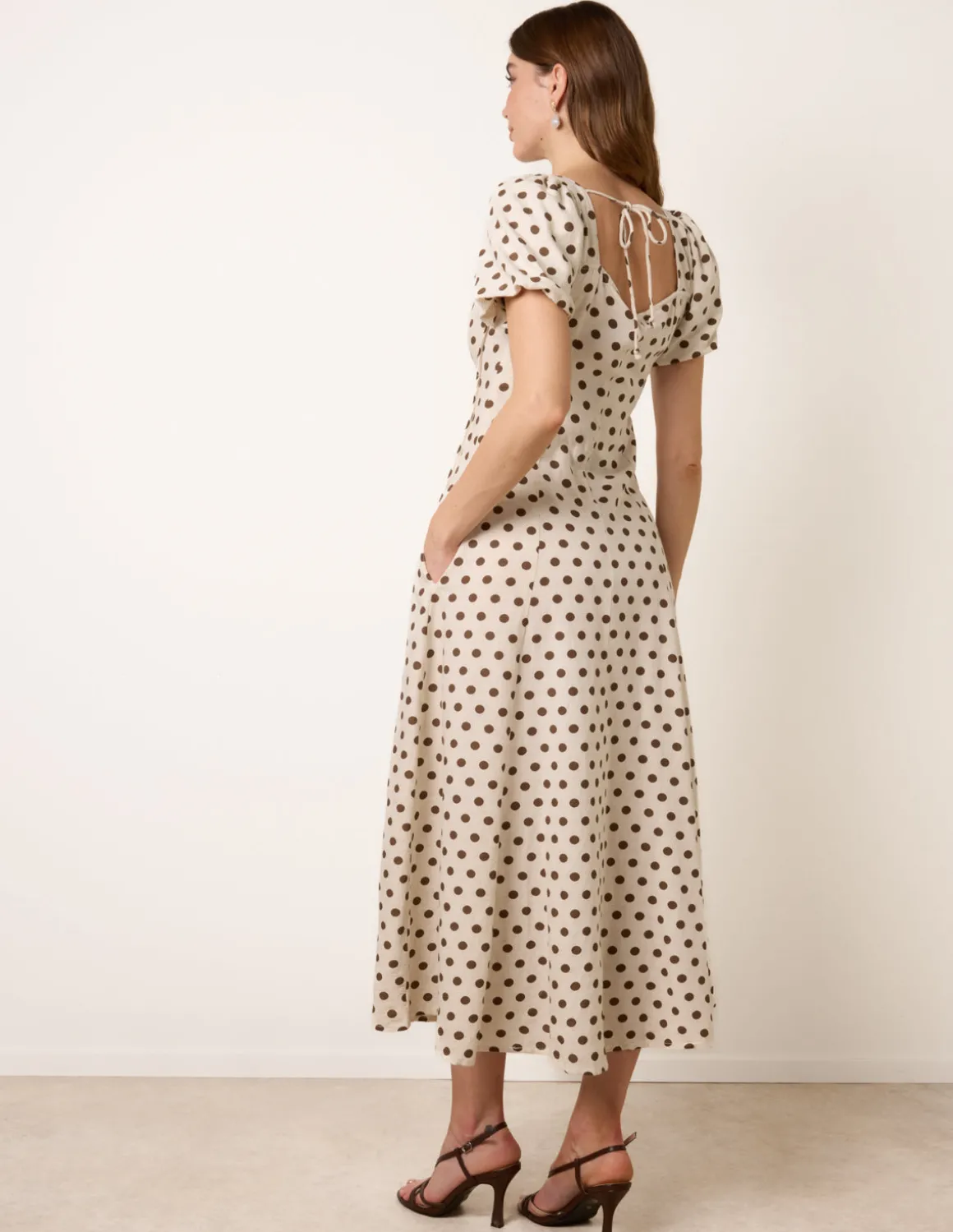 Milkmaid Polka Dot Puff Sleeve Dress