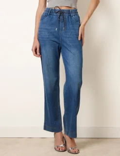 Paint Splashed Mirror Embellished Jeans