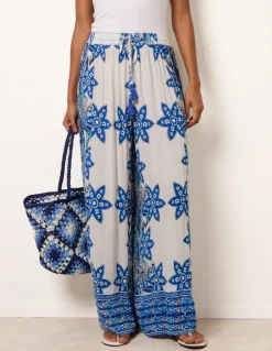 Paisley Floral Wide Leg Printed Trousers