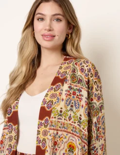 Paisley Print Kimono With Embellishment