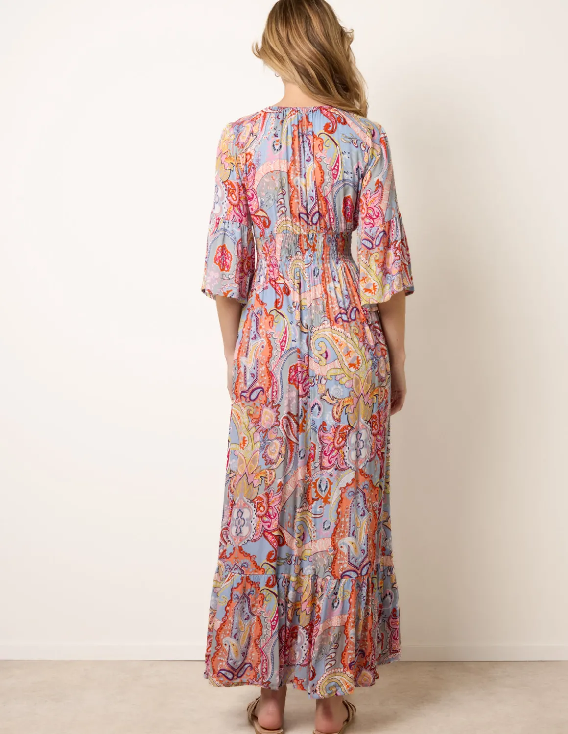 Paisley Print V Neck Maxi Dress