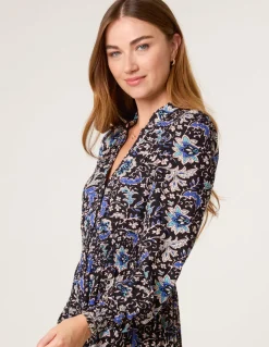 Paisley Shirred Waist Shirt Dress