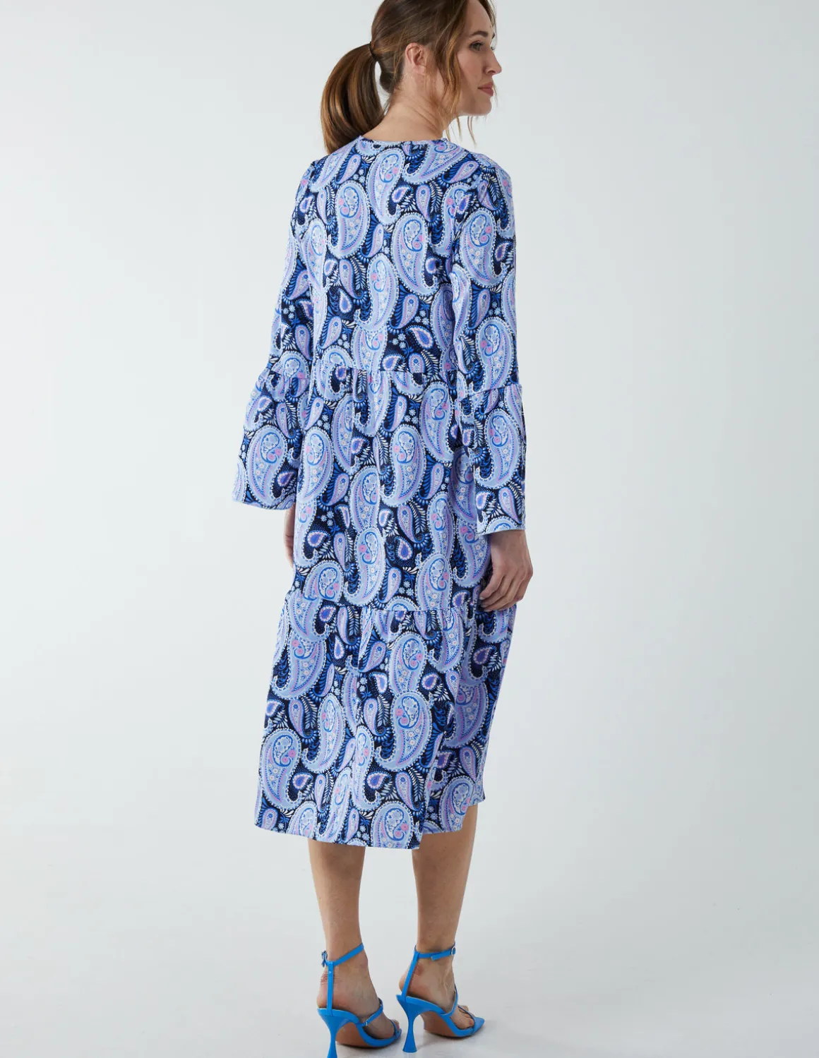 Paisley V Neck Midi Dress