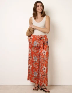 Paper Bag Tie Waist Wide Leg Trousers