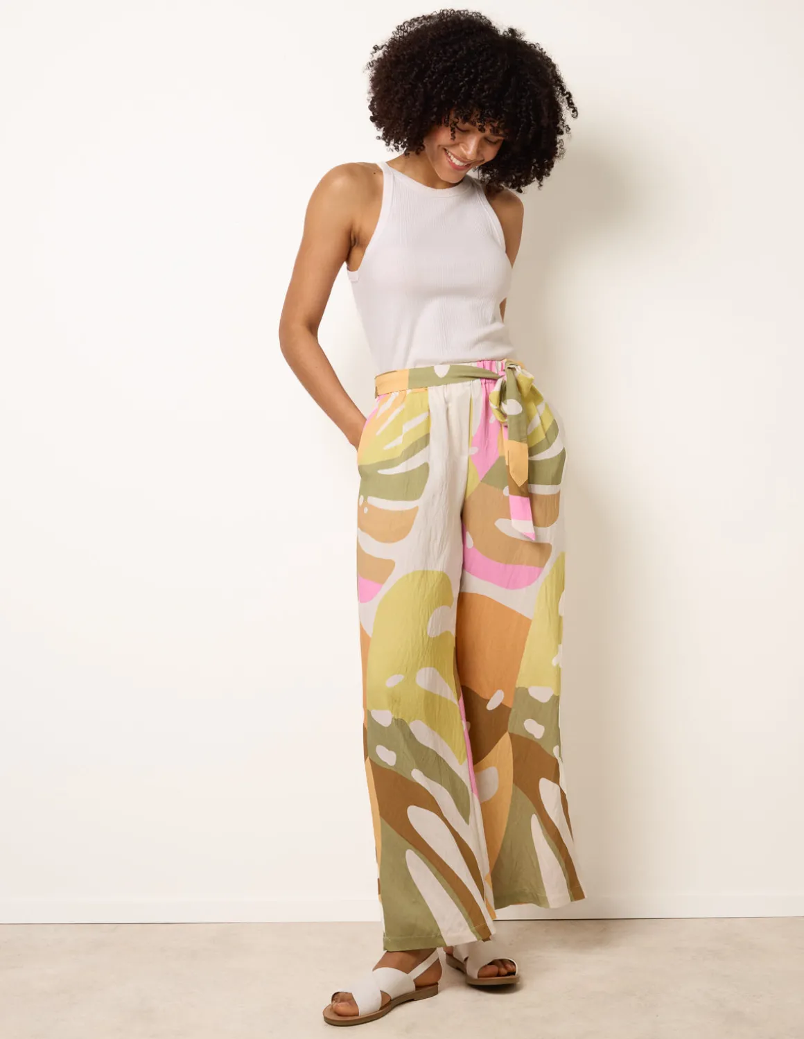 Paper Bag Wide Leg Trousers