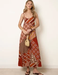 Patchwork Printed Transitional Print Dress