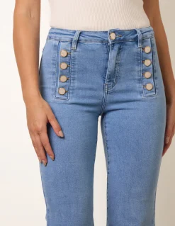 Pearl Button Detail Jeans