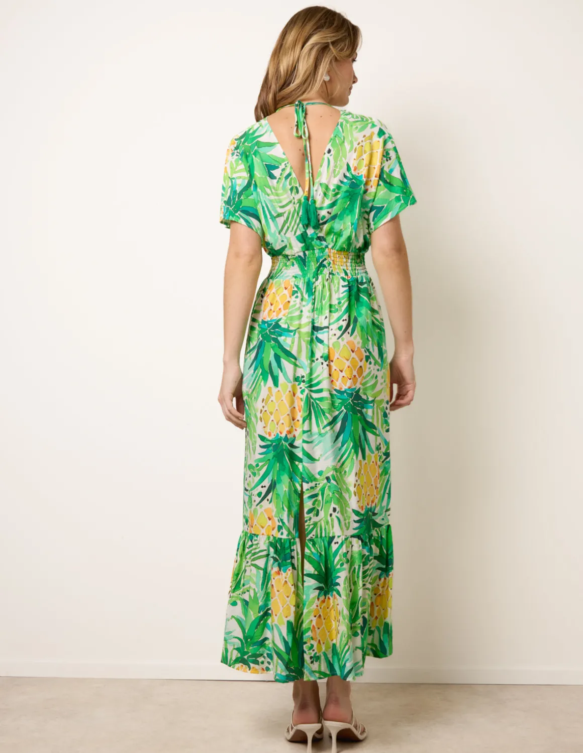 Pineapple Double V Midi Dress