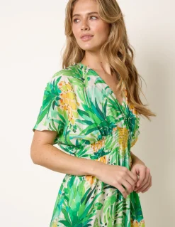 Pineapple Double V Midi Dress