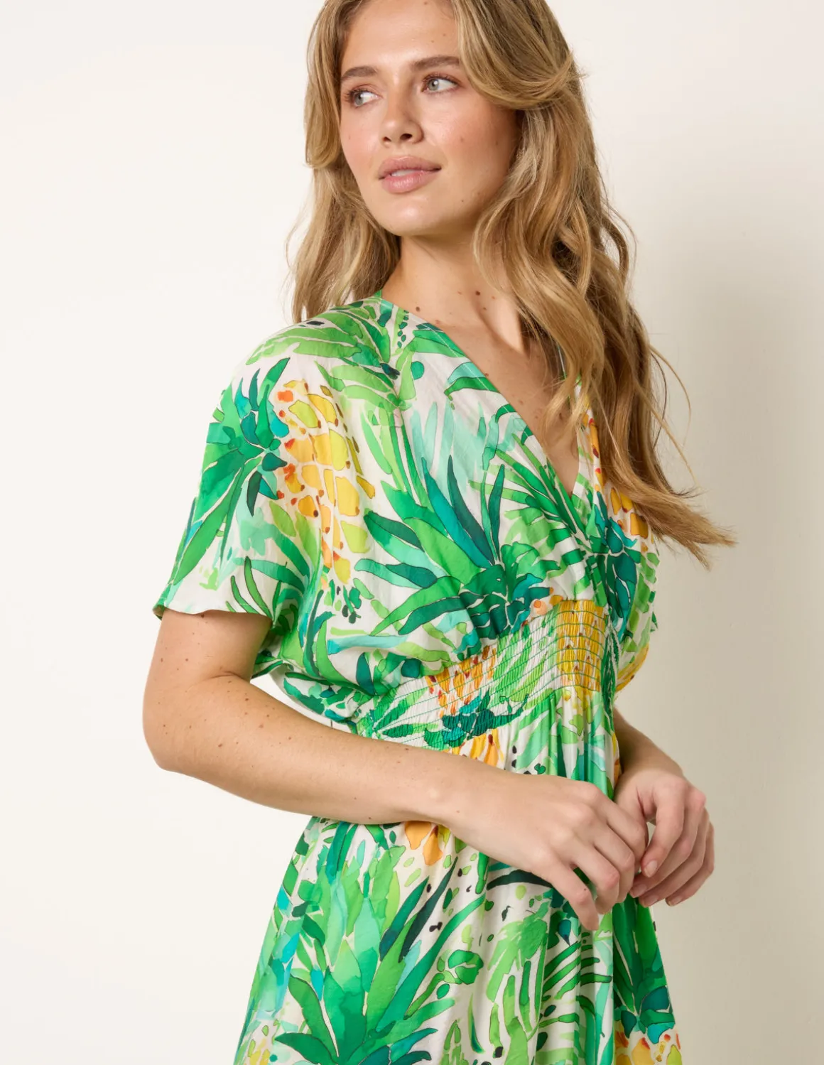Pineapple Double V Midi Dress
