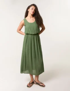 Plain Puff Ball Midi Dress