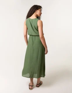 Plain Puff Ball Midi Dress