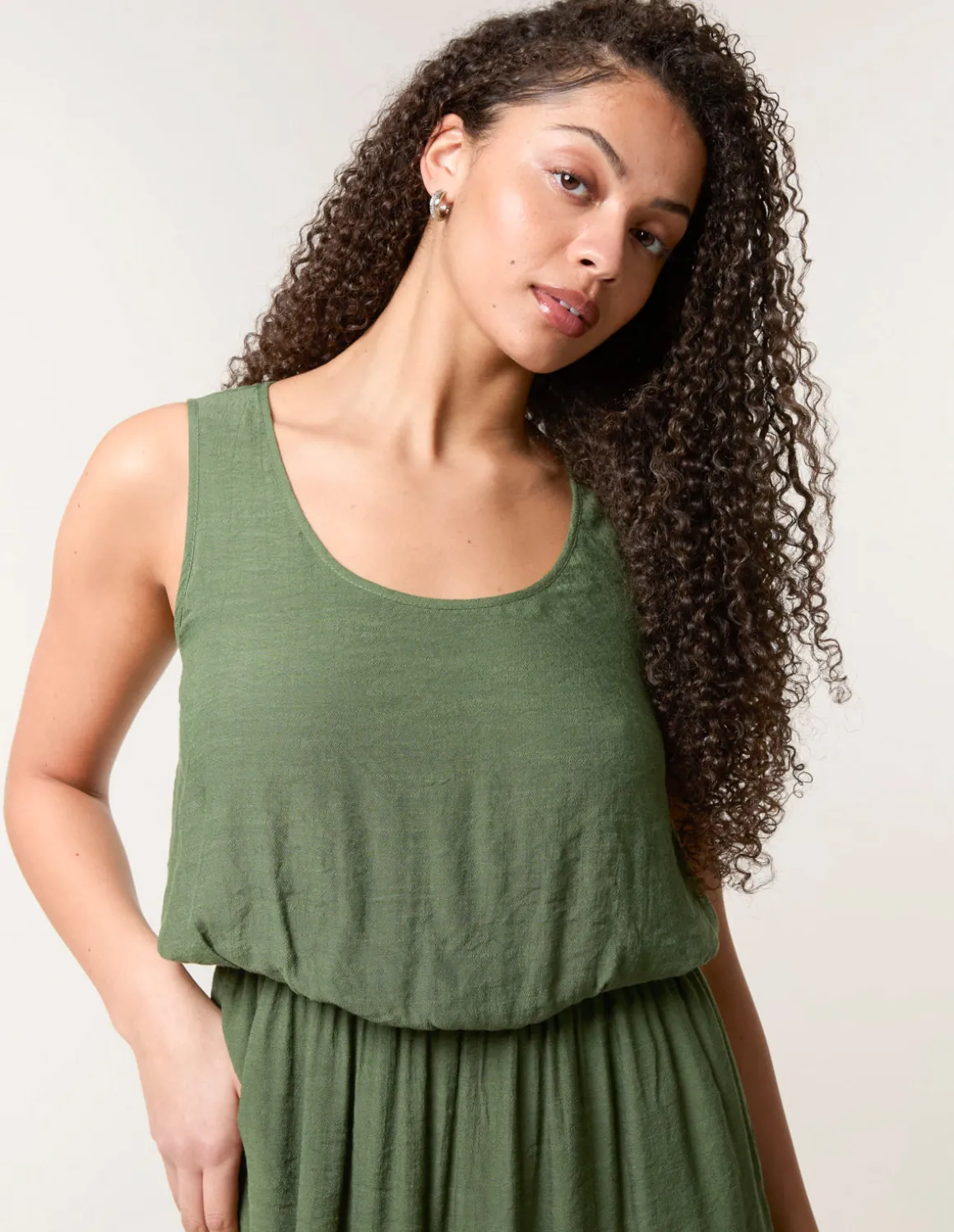Plain Puff Ball Midi Dress