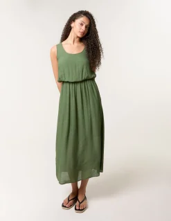 Plain Puff Ball Midi Dress