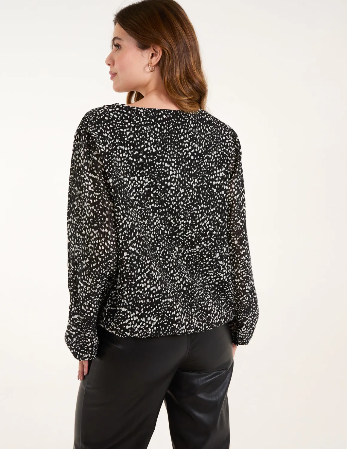 Pleated Bubble Hem Blouse
