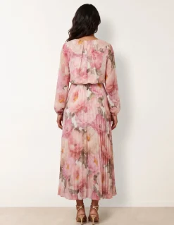 Pleated Floral Dress