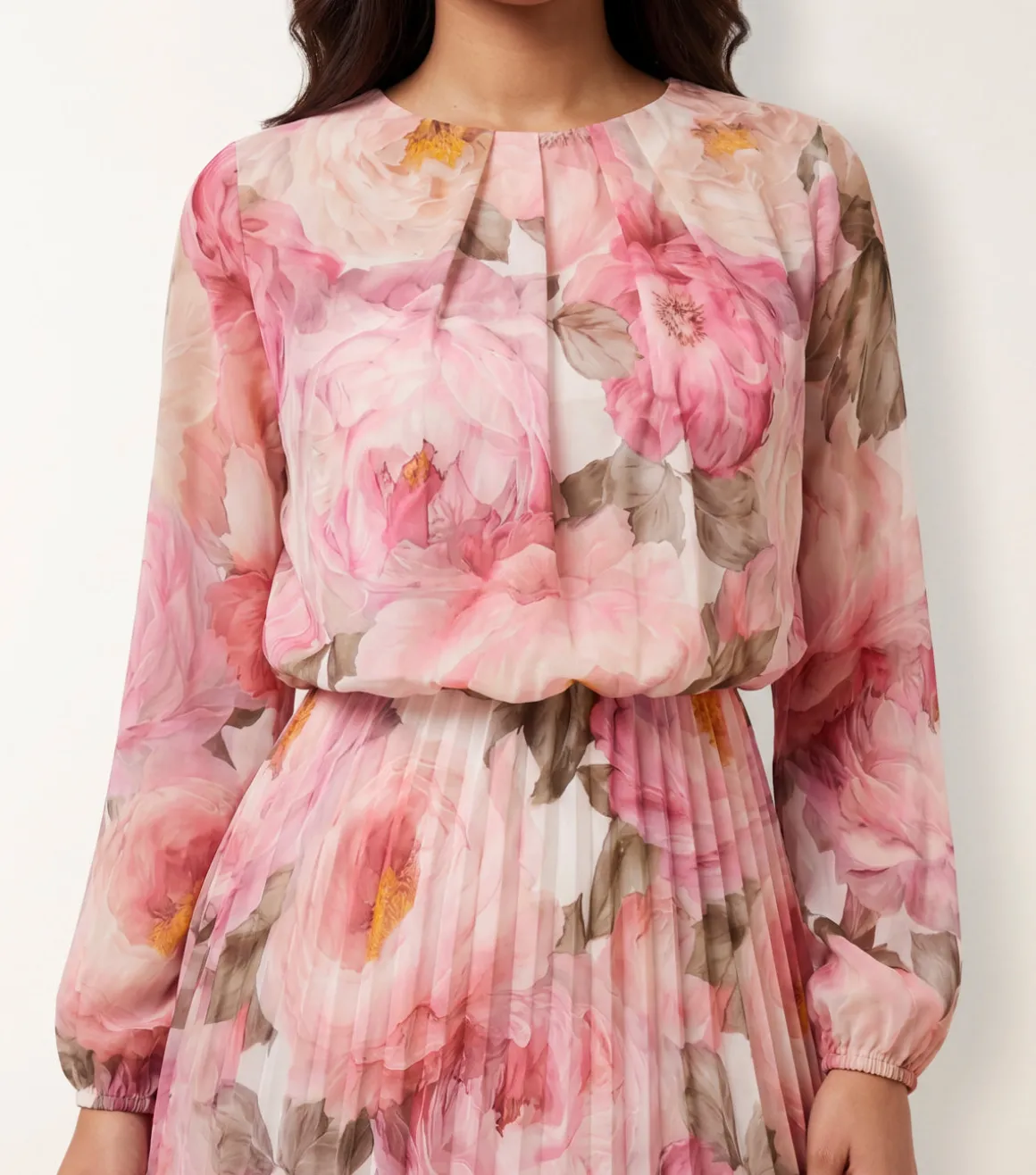 Pleated Floral Dress