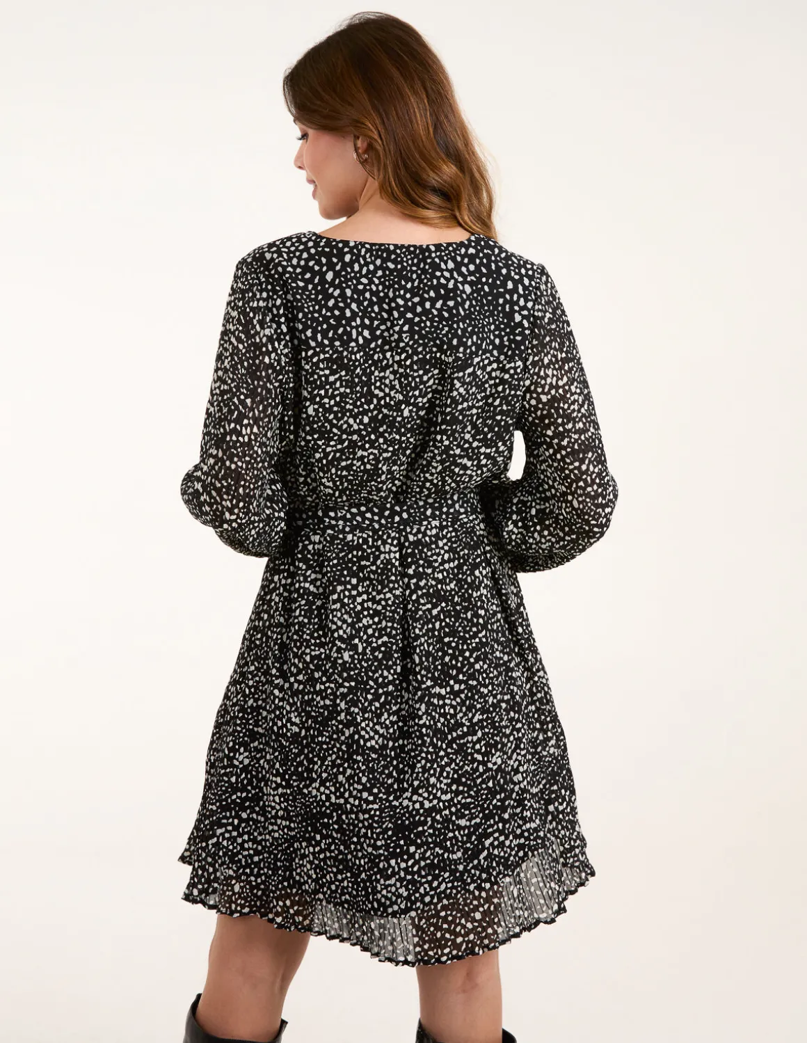 Pleated Mini Dress With Belt