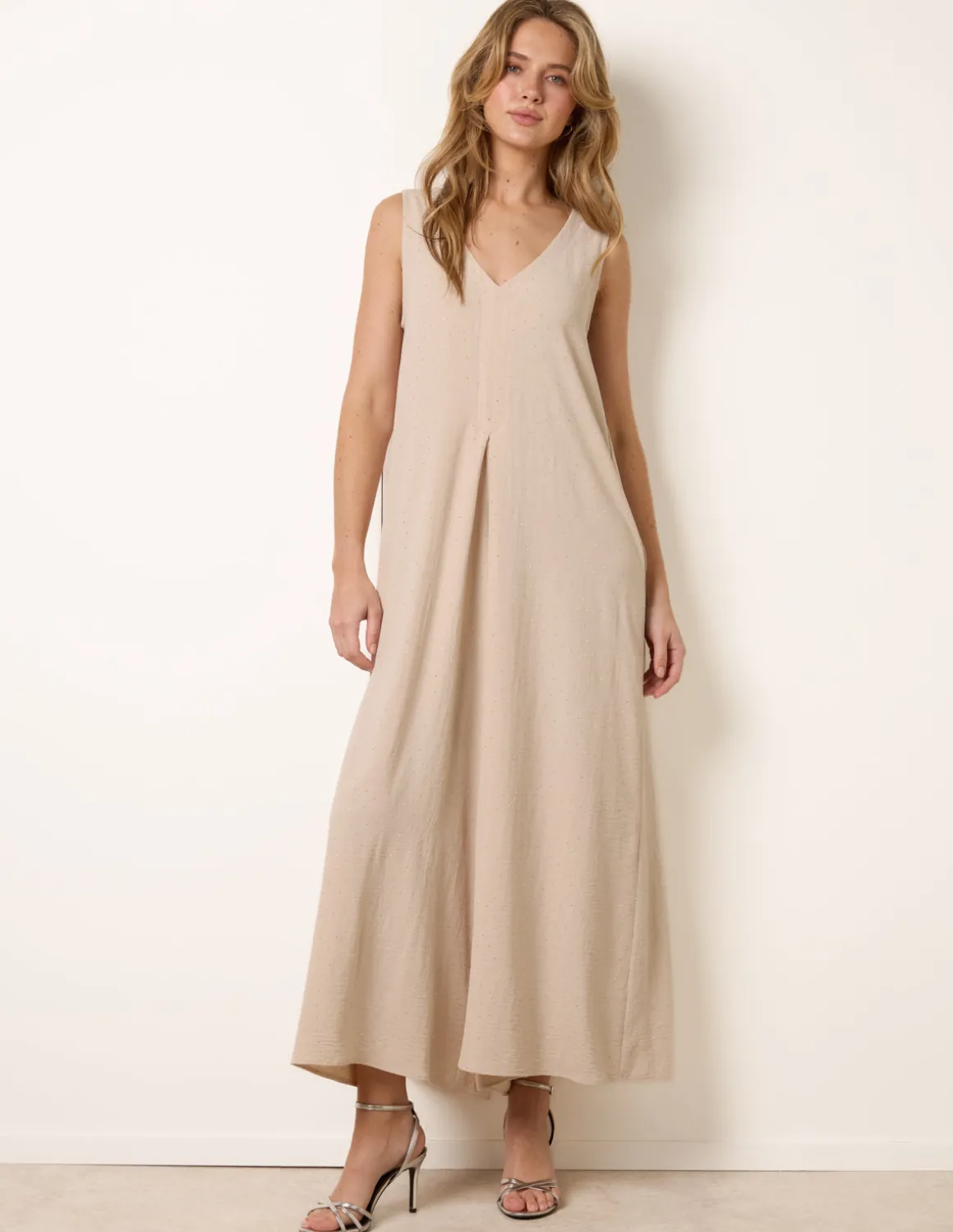 Pleat Front Diamante Jumpsuit