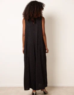 Pleat Front Diamante Jumpsuit