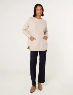 Pocket Slash Scoop Neck Jumper
