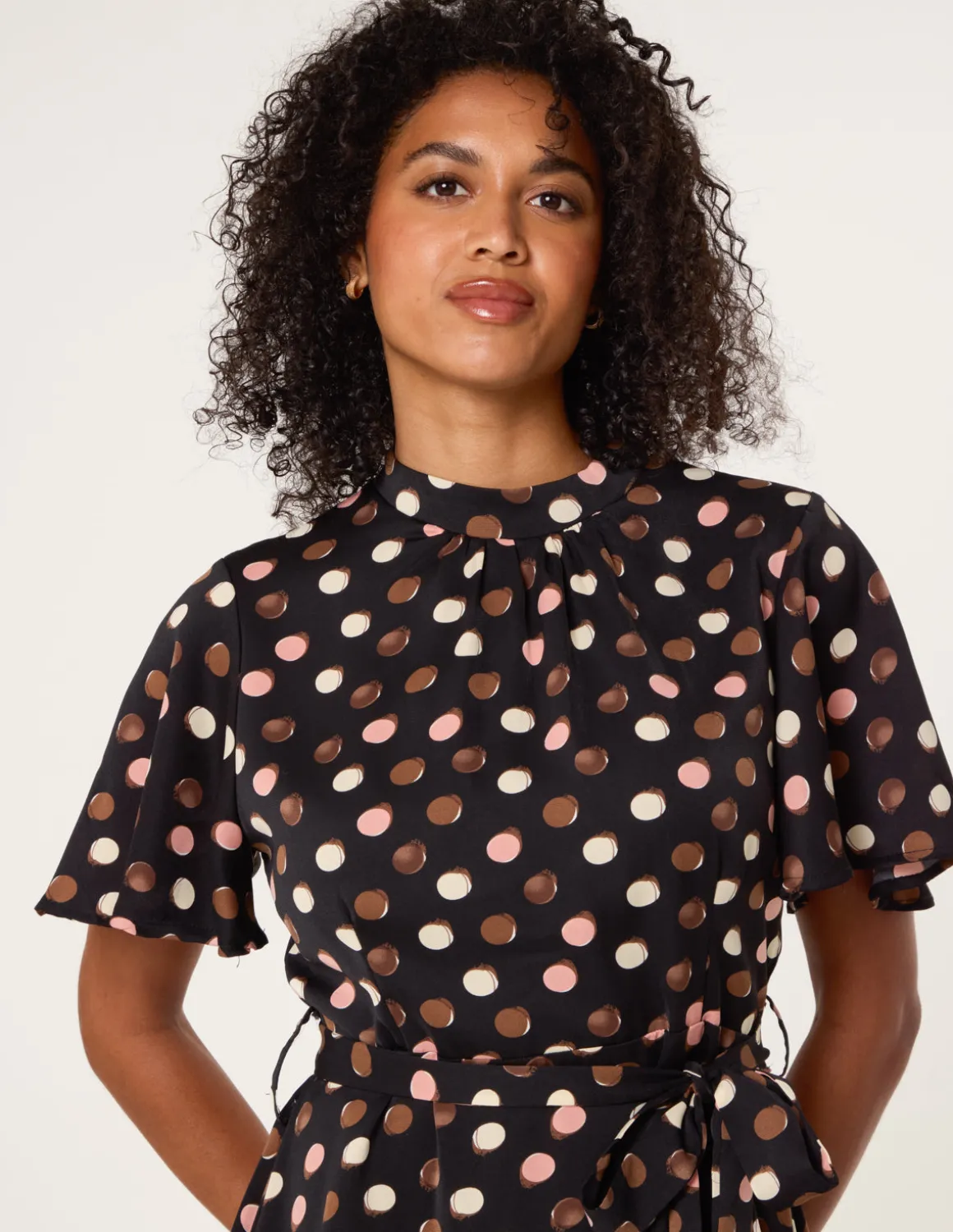 Polka Dot High Neck Flippy Dress