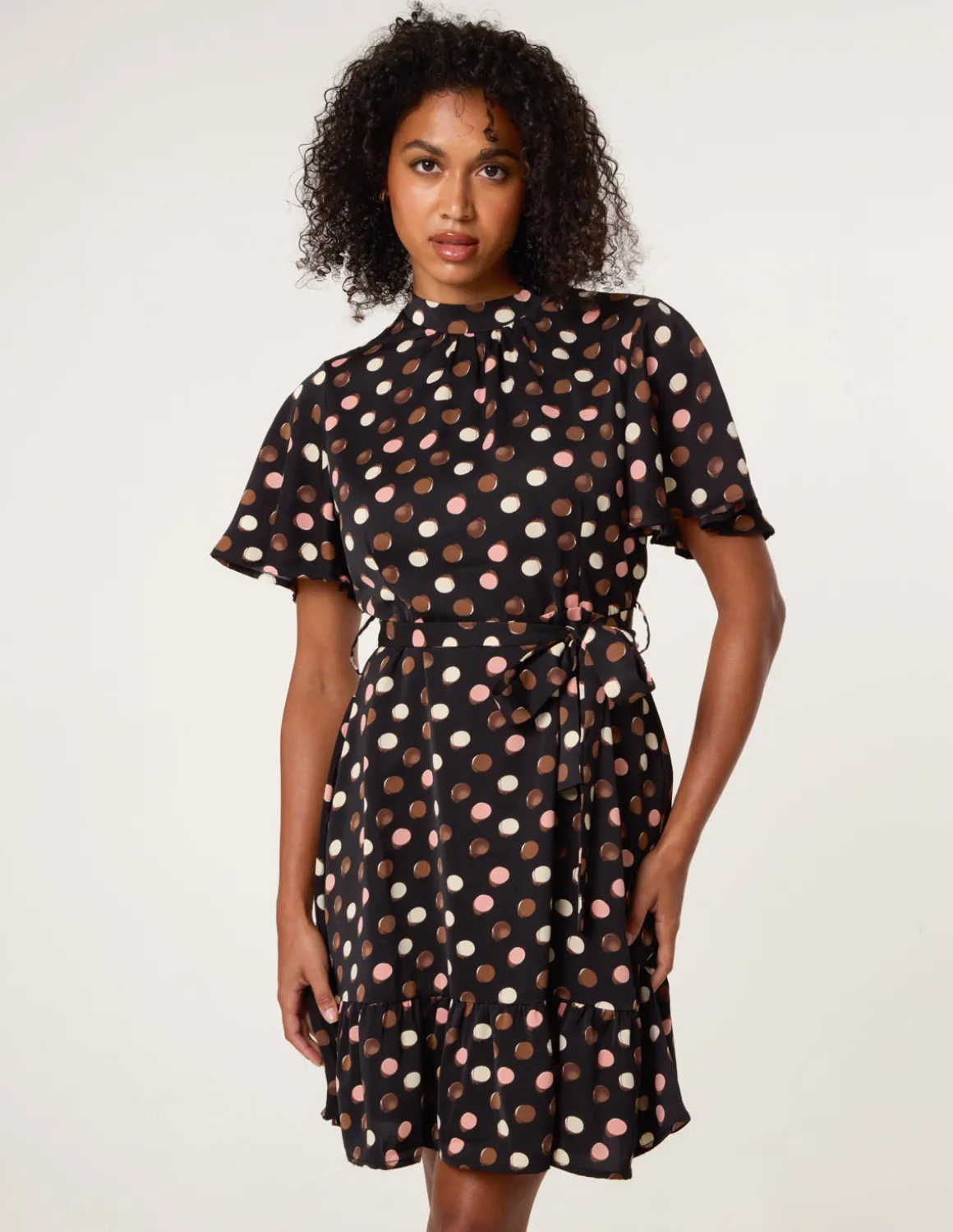 Polka Dot High Neck Flippy Dress