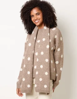 Polka Dot Knit Jumper With Scarf